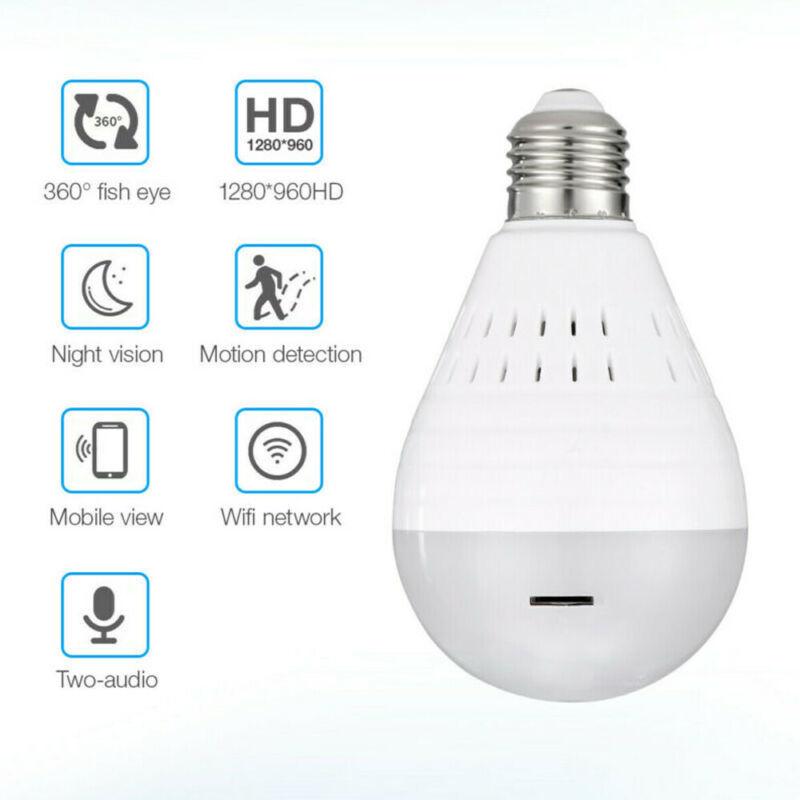 Buy HD 1080P 360° Panoramic Hidden Wifi Camera Light Bulbs Home ...