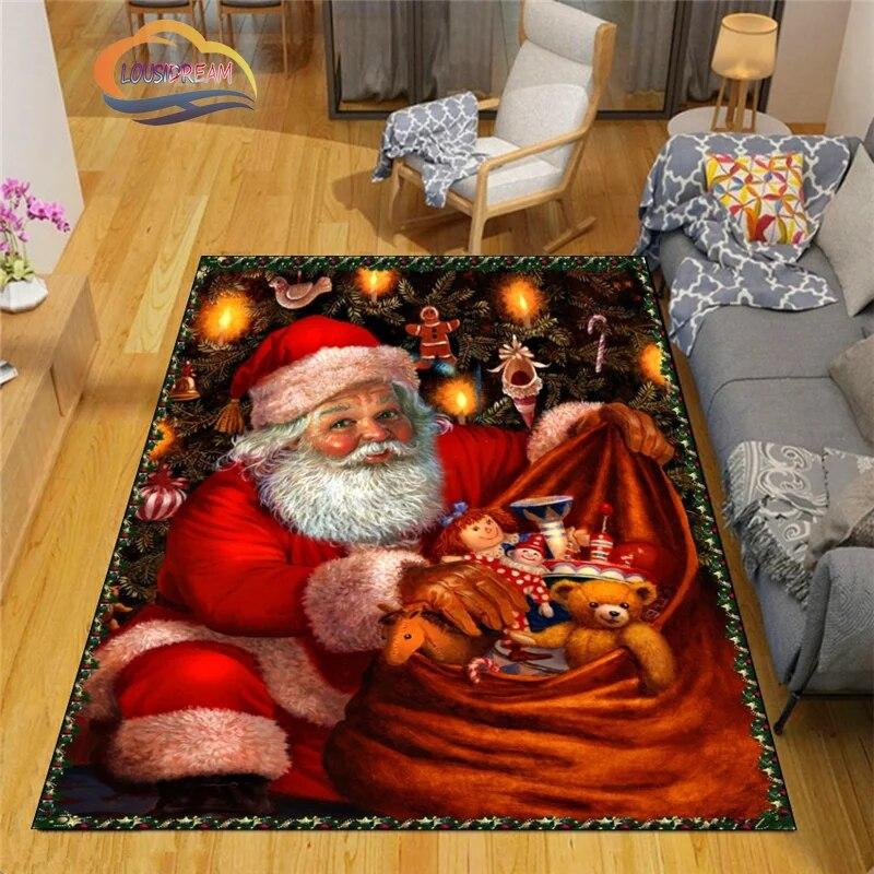 3D Printed Christmas Floor Mats Carpet  Santa  Fashion Bedroom Mat Living Room Office Children  Home Decor