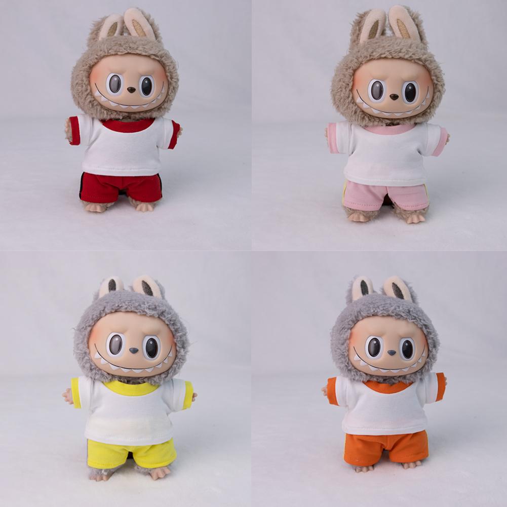 For 17cm Labubu Doll Clothes Fashion Clothes T-Shirts Doll Clothes Color Match Shorts Dolls Accessories Cute Decoration Little Clothes