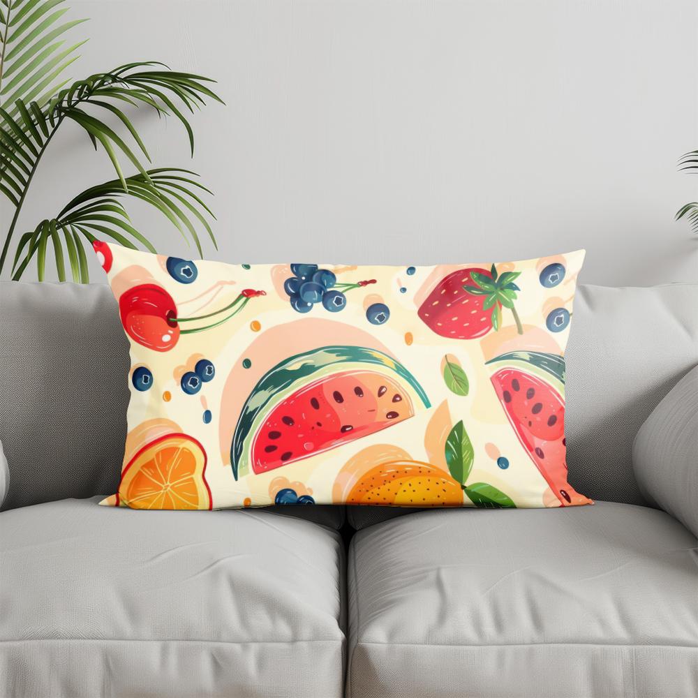 Home Decor Fresh Vegetable Pattern Cushion Suitable For Sofa Bedroom Car Pillow Cover Cushion Rectangular Back Cushion