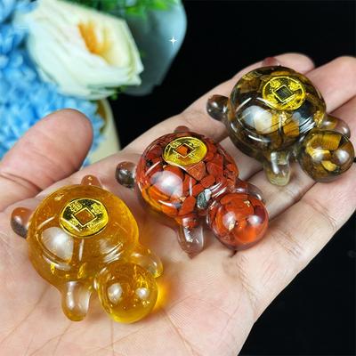 Money Turtle Statue Wealth-Attracting Feng Shui Good Luck Charm  Resin Decorative Turtle Ornament Home Office Decor