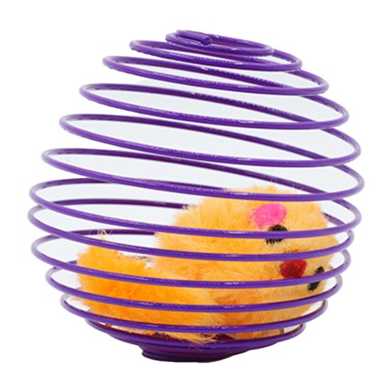 Yousheng Cat Toy Built-in Plush Mouse Spring Wire Cage Design Boredom Relief Pet Cat Chew Toy Cat Hunting Simulation