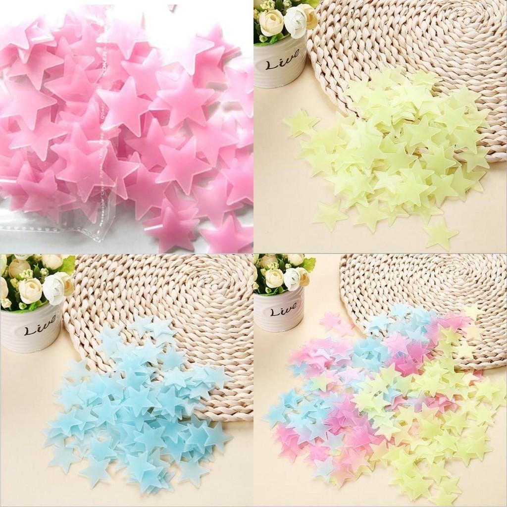Wall 100pcsbag Stickers Decal Glow In The Dark Baby Kids Bedroom Home Stars Color Decor