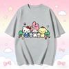 2026Summer Cute Sanrio Characters Group Print Tshirt Casual Short Sleeve Comfortable Summer Loose Tshirt for Women