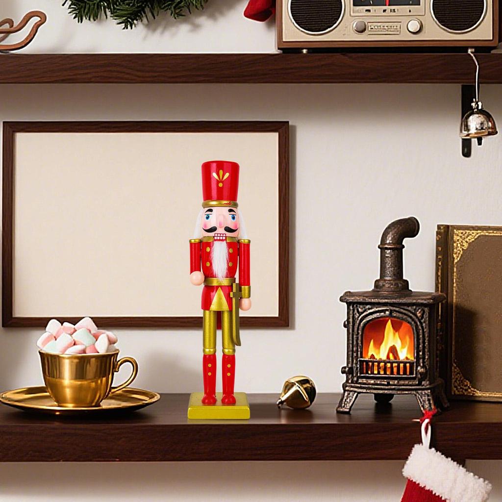 Wooden Christmas Nutcracker Soldier Wooden Nutcracker Figures Soldier Festive Statue Party Supplies For Fireplace Shelf