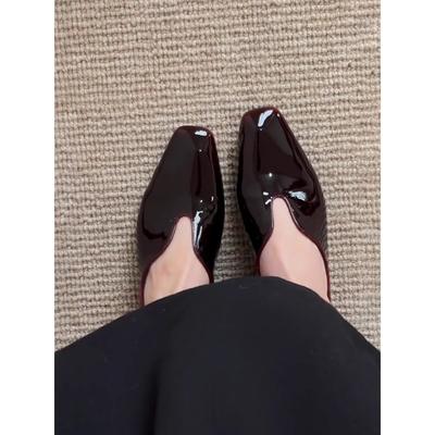 Sheepskin Version~ Square Head Temperament One-pedal Shallow Mouth Single Shoes Women's Retro Small Leather Shoes High-end Flat Shoes