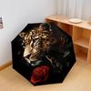 1 Stück Automatischer Faltregenschirm - Muster mit Tigern und Leoparden, Tragbares & Faltbares Design mit 8 Speichen, Weihnachts- und Geburtstagsgeschenke
