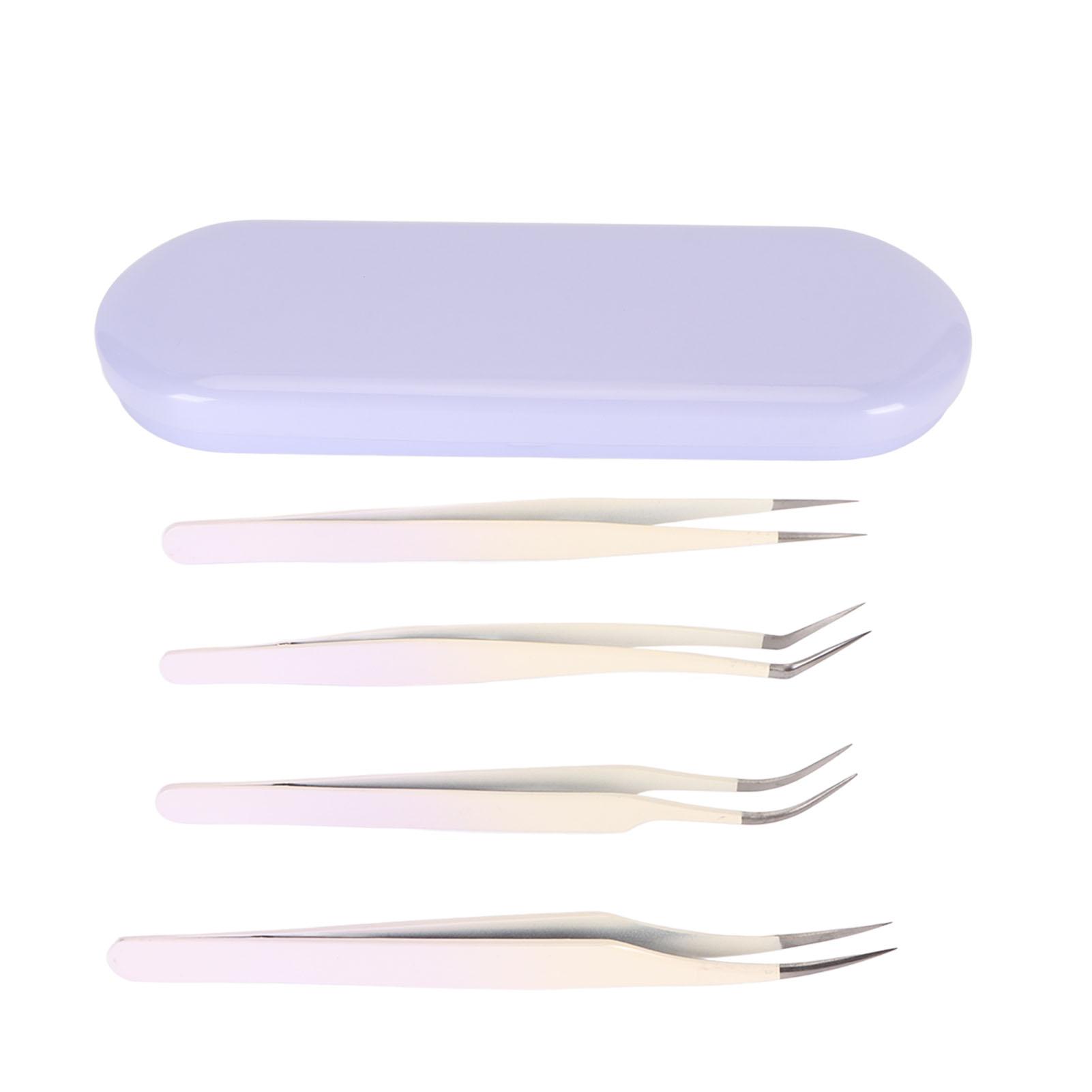 

Набор из 4 пинцетов для ресниц из нержавеющей стали, многофункциональные пинцеты для наращивания ресниц фиолетовый