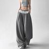 Lace Splicing Jazz Dancing Fart Curtain Pants Niche Loose and Thin Black Sports Casual Wide-leg Pants Black Wide-leg Pants