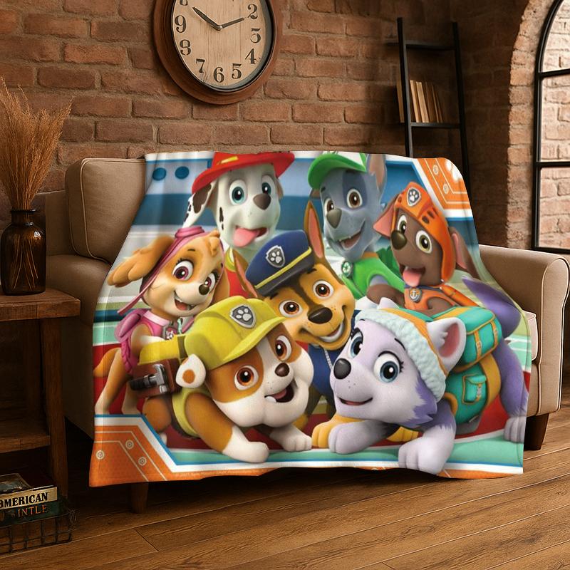 Cartoon P-Patrol Cute Dog Flannel Blanket Soft Warm Throw Blanket for Bedroom Living Room Bed Travel Camping Picnic Gift kids