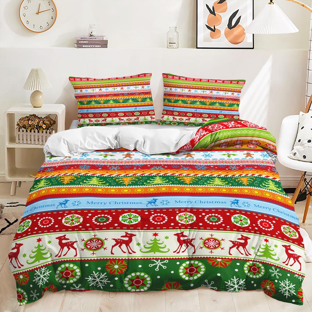 Bed Three-Piece Christmas Quilt Cover 3D Digital Printing Kit Pillowcase