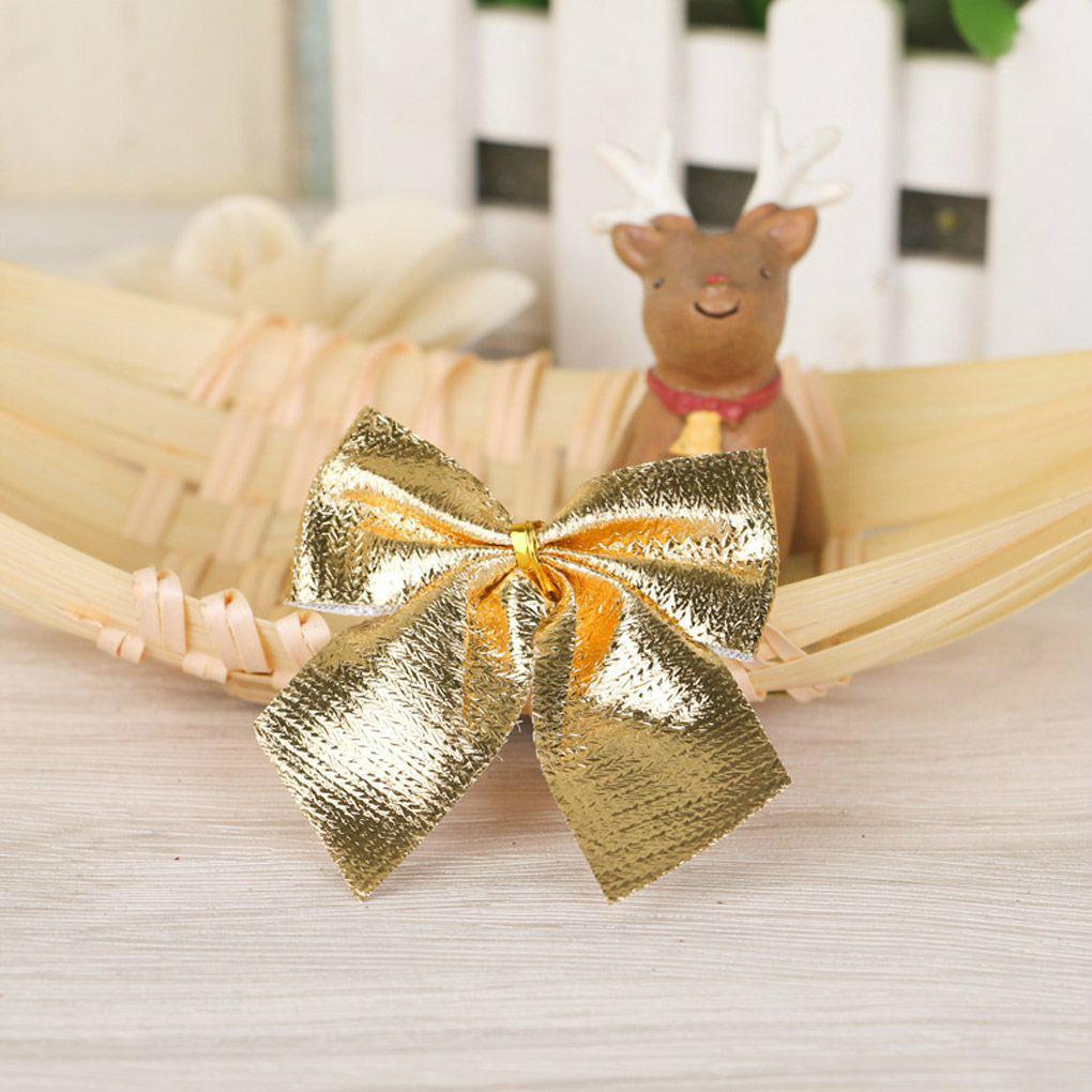 12pcs/set Bow Christmas Tree Xmas Hanging Ornament Bowknot Party Decor