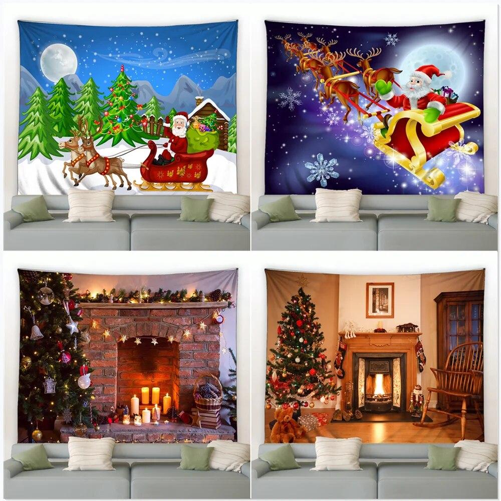 

Santa Claus tapestry Christmas snowflake home background wall hanging decoration garden tapestry aesthetics