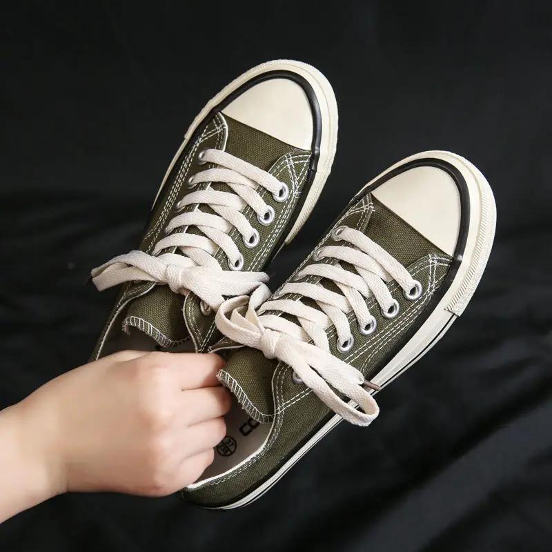 Shoes For Women Low-Top Vulcanized Canvas Platform Sneakers Black Flats Tennis Female Classic Student Small Couples Skateboard