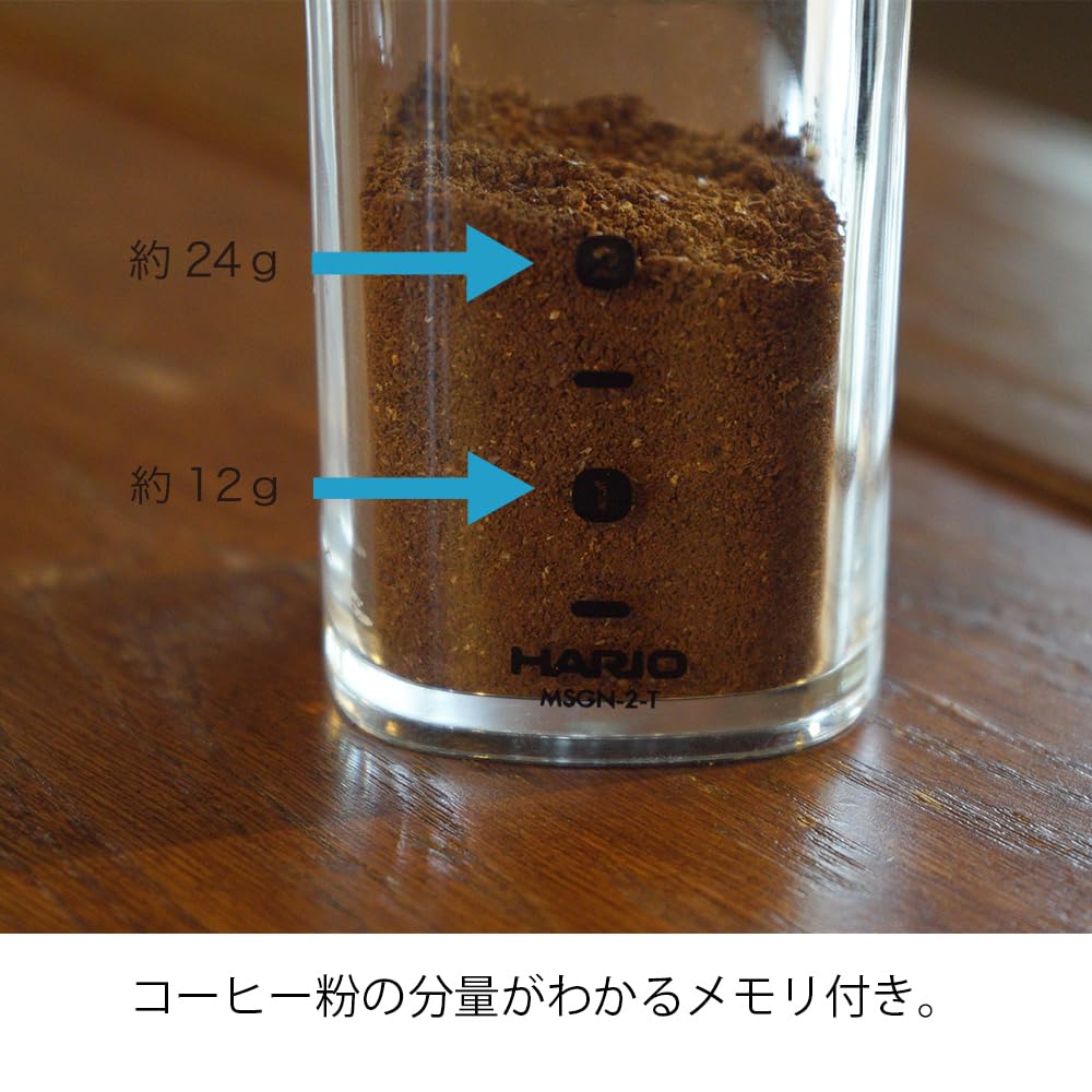 HARIO Smart G Coffee Ceramic for 24g Coffee Beans Mill, Burr, Transparent, Clear, (2 Cups), MSGN-2-T