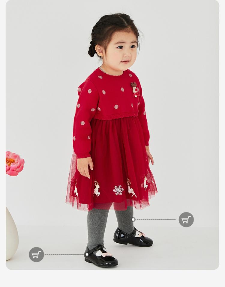 David Bella Children's Sweater Dress Autumn/Winter New Style Girls' Christmas Skirt