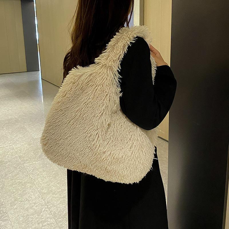 Plush Bag Girl Solid Color Portable Underarm Bag Autumn New Popular Fashion Versatile Women's Bag