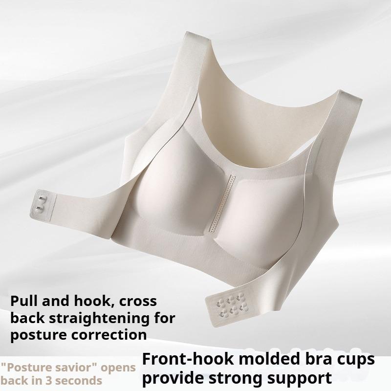 Front Closure Wireless Seamless Bra for Women Lifting Gathered Anti-Sagging Crisscross Back Sports Intimates