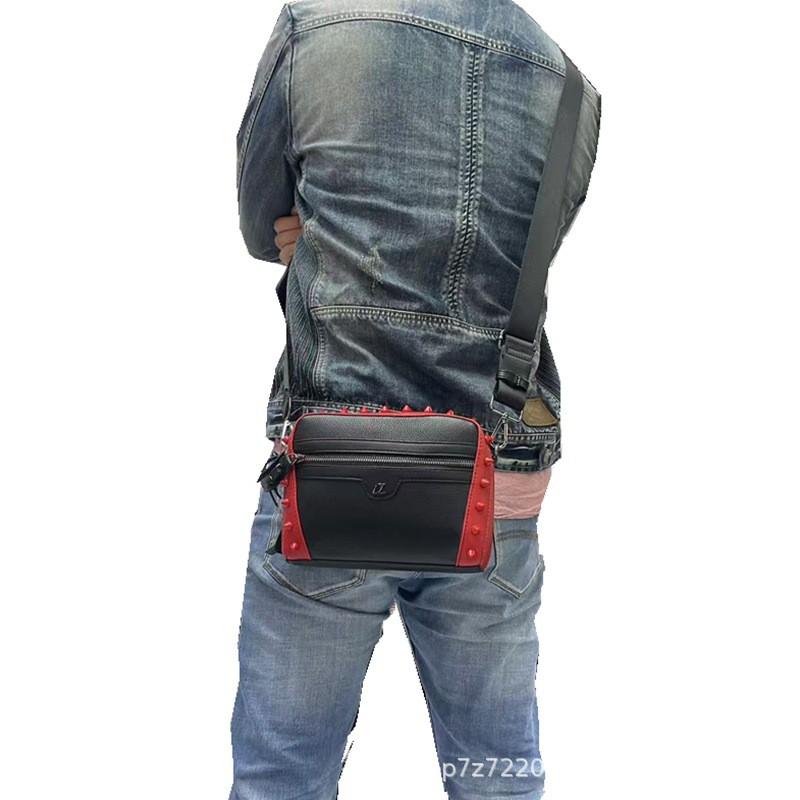 Unisex Faux Leather Shoulder Crossbody Bag Rivet Detail Daily Use