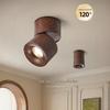 Adjustable Wood Grain Spotlight, Surface-Mounted, Anti-Glare, High CRI COB, Bauhaus Style for Living Room Wall