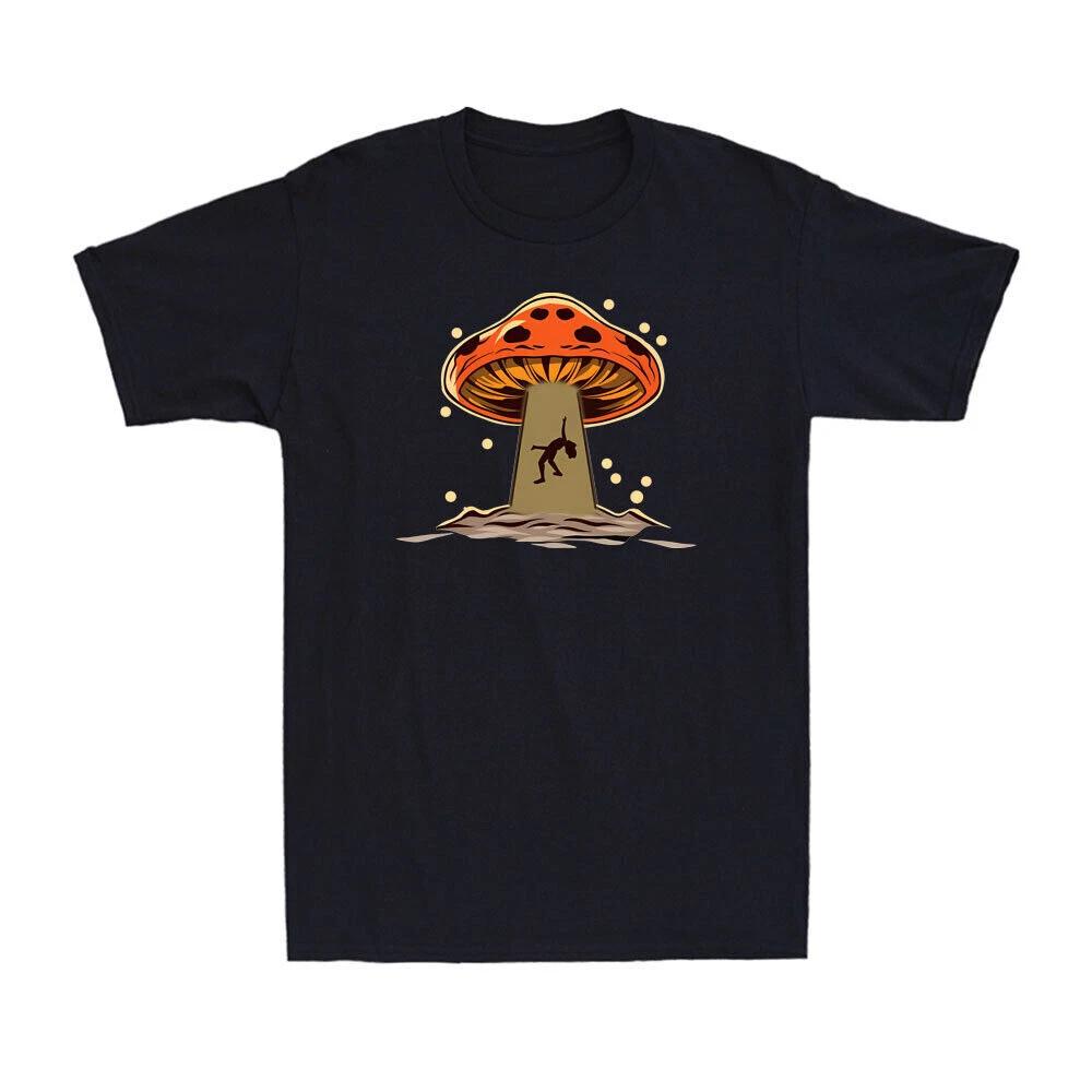 Mushroom UFO Alien Abduction T-Shirt Funny Sci-Fi Space Tee Men s T-Shirt L