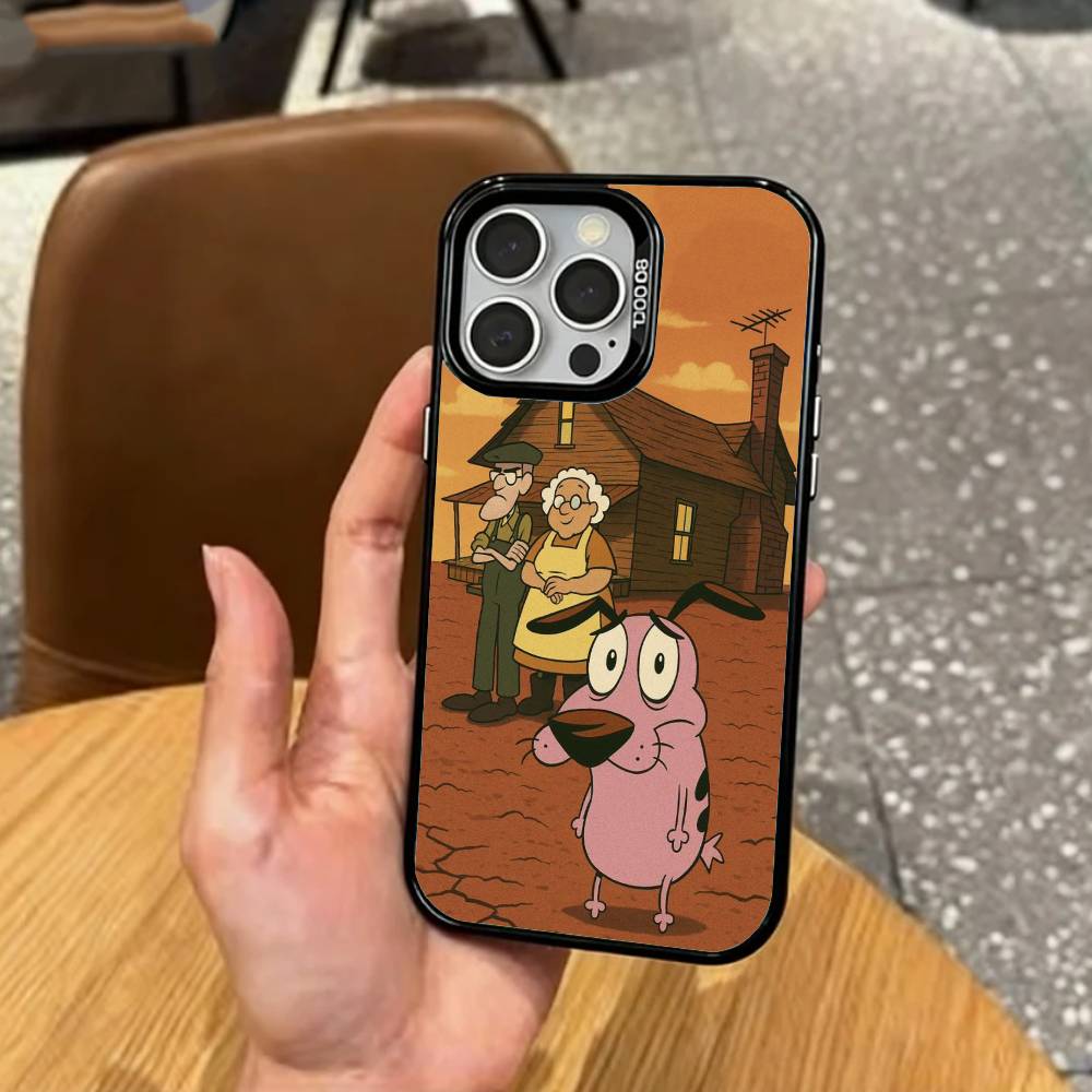 

C-Courage the Cowardly D-Dog Phone Case For iPhone17,16,15,14,13,12,11 Plus,Pro Max Colored Silver Plated Inside Cover iPhone15pro