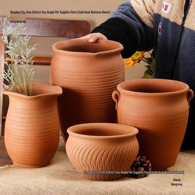 Breathable Red Clay Unglazed Pottery Flower Pots - Large & Small, Water-Absorbing, Creative Design for Succulents & Bougainvillea