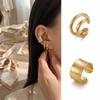 Korean Style Fake Piercing Earcuff Retro Design Double Circle Design Double Circle Ear Cuff Non-Piercing Classic Wide C Shape