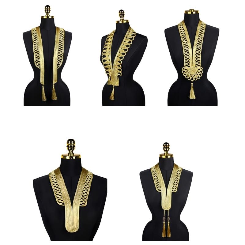 Gold Thread Collar Trim Sewing Applique For Handmade Suits And Dance Costume Clothing Embellishment Sewing Accessories
