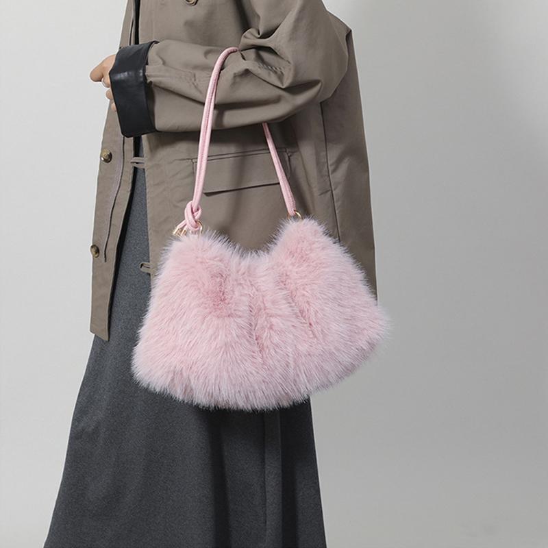 Faux Rabbit Fur Plush Sholder Bag Fashion And Luxury Fur Bag Women's Bags A Good Choice Tosend Friends High-end Plush Tote Bag