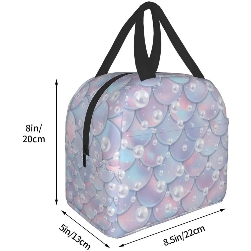 Ocean Mermaid Scales Insulated Lunch Bag for Women Leakproof Thermal Lunch Box for Girls Kids Cooler Bag Reusable Bento Tote Bag