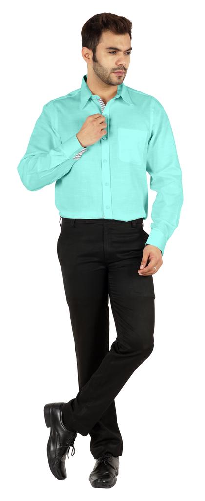 BestMan Formal Classic Button Down Cotton Shirts Inner Contrast Regular Fit Office Shirt For