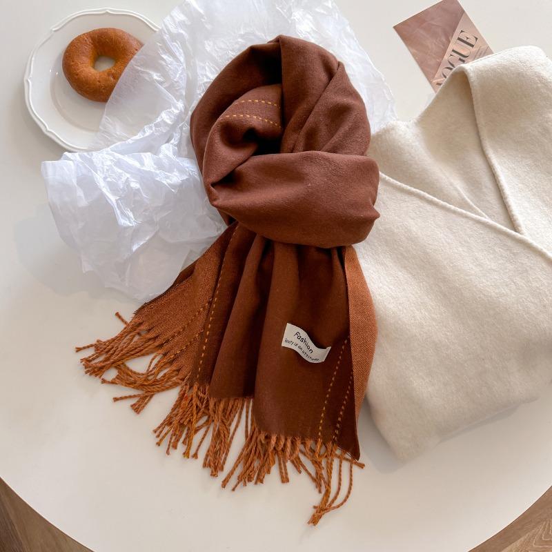 Winter atmosphere coat wear gentle taro purple soft waxy high-end scarf shawl women's double-sided two-color