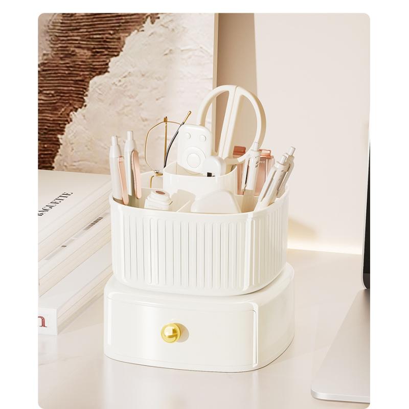 Desktop Rotating Makeup Brush Storage Tube Lipstick Box Home Living Room Storage Rack Pen Holder Cosmetics Storage Box