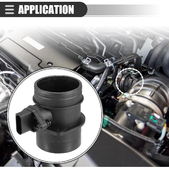 Motoforti Air Flow Sensor Meter, MAF Sensor Airflow Replacement, for VW Beetle 2006-2010, Plastic, No.95560612300, Black
