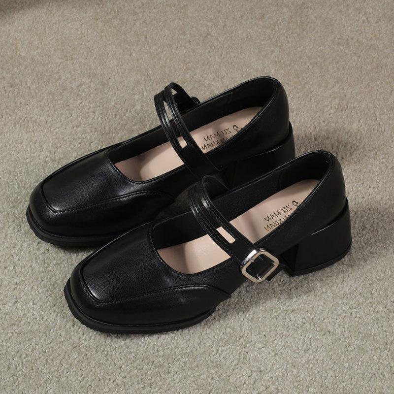 Retro thick heel Mary Jane single shoes women's 2025 spring and autumn new French temperament high heels with skirt evening sandals