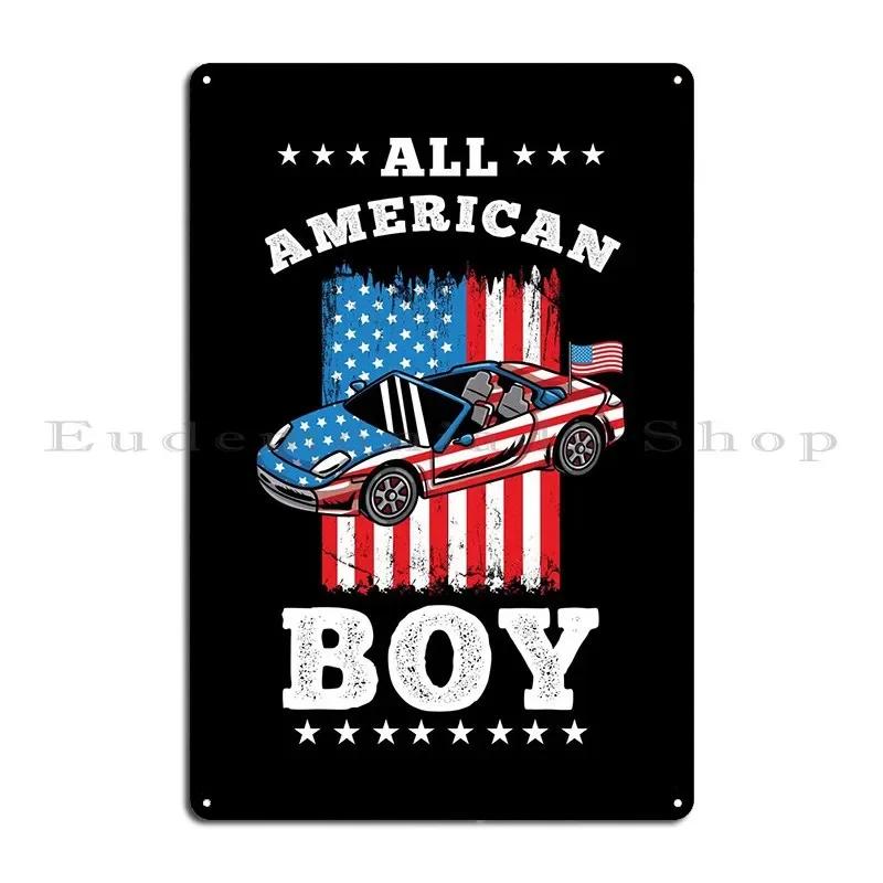 All American Boy Metal Sign Plaques Funny Personalized Plaques Wall Mural Garage Club Tin Sign Poster