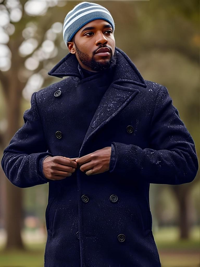 Europäischer & Amerikanischer Herren Wollmantel - Britischer Stil, Mittellang, Langarm, Herbst/Winterbekleidung.