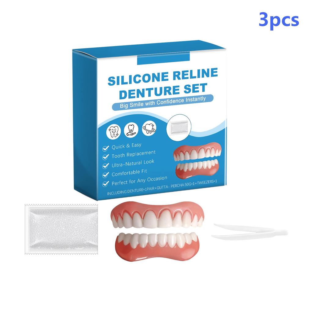 Silicone Reline Denture Set Wear-Resistant DIY Tooth Repair Resin Temporary Orthodontic Natural False Teeth Dentures Full Set