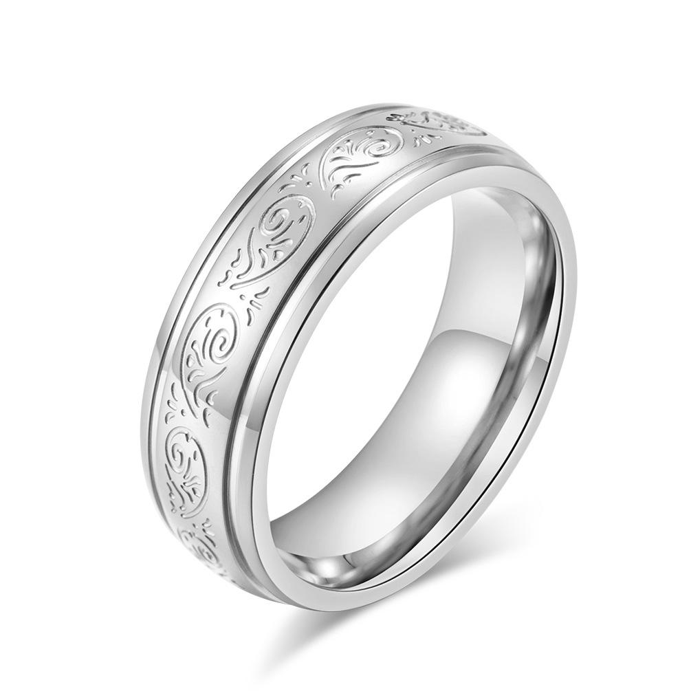 Minimally Patterned Titanium Steel Wedding Engagement Ring Couple Pairing Ring Bracelet