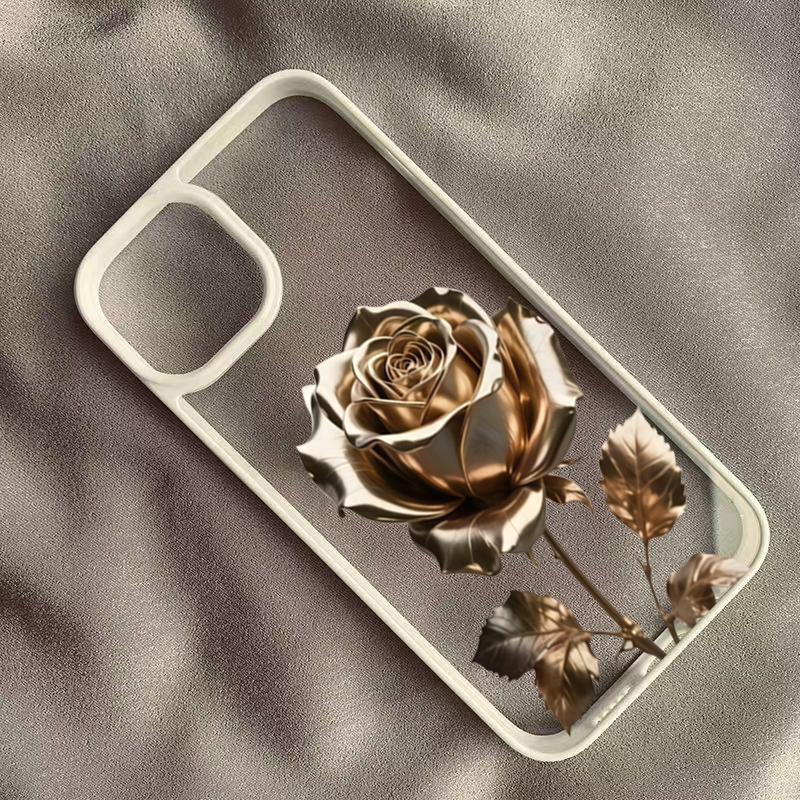 

3D Gold Rose Phone Case for iPhone 17 16 15 14 13 12 11 Series Pro Max Plus iphone 16 Plus