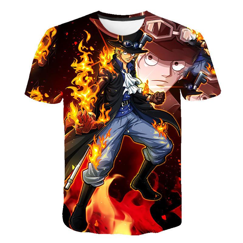Yaz Yeni Tek Parça 3D Tişört Luffy Hasır Şapka Serisi Kişiselleştirilmiş Erkek Tişörtü