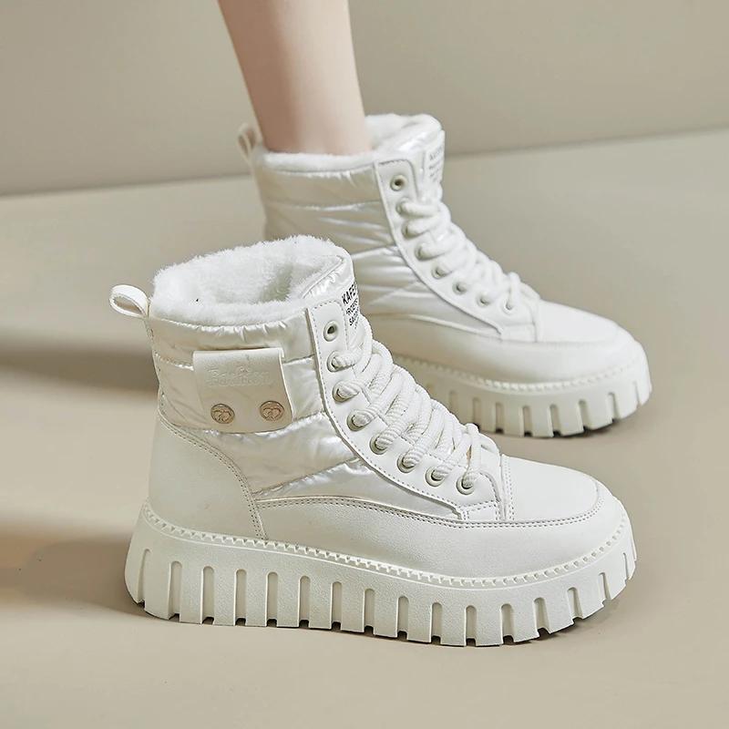 Winter Boots Women Waterproof Non Slip High Top Plush Cotton Snow Boots 2025 New Thick Sole Casual Ladies Warm Botas De Mujer