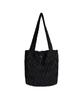Leathery Shimmered Pleated Shoulder Bag [Black]