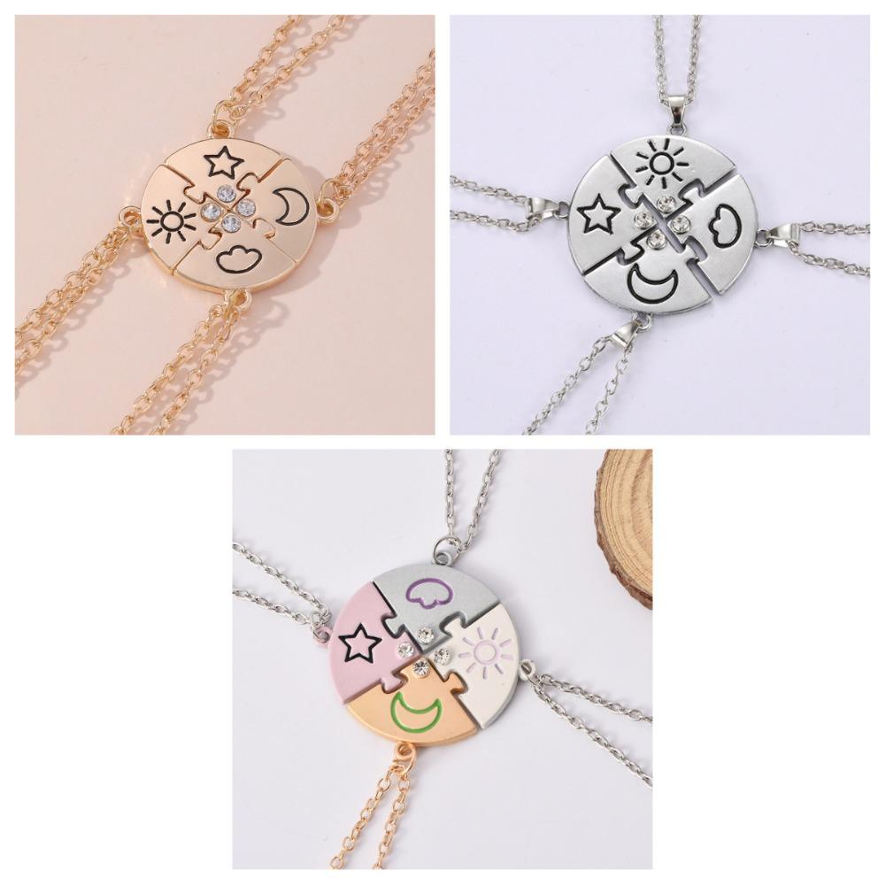 Set di gioielli da 4 pezzi Migliori Amici Per Sempre Collana Sole Luna Nuvola Stella Amicizia