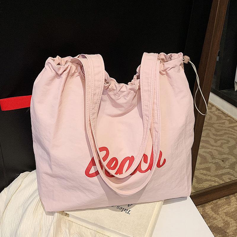 New Letter Printing Casual Large-capacity Tote Bag, Light Travel Versatile Lazy Wind Shoulder Stray Bag