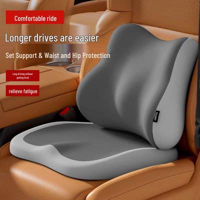 Memory Foam Lumbar Support & Seat Cushion Set - Breathable, Pressure-Relief for Comfortable Long Sitting