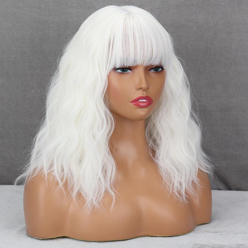 

LISI HAIR Розово-красный короткий волнистый парик с челкой из синтетического волокна длиной до плеч, модный косплей, повседневная одежда, натуральный волнистый парик