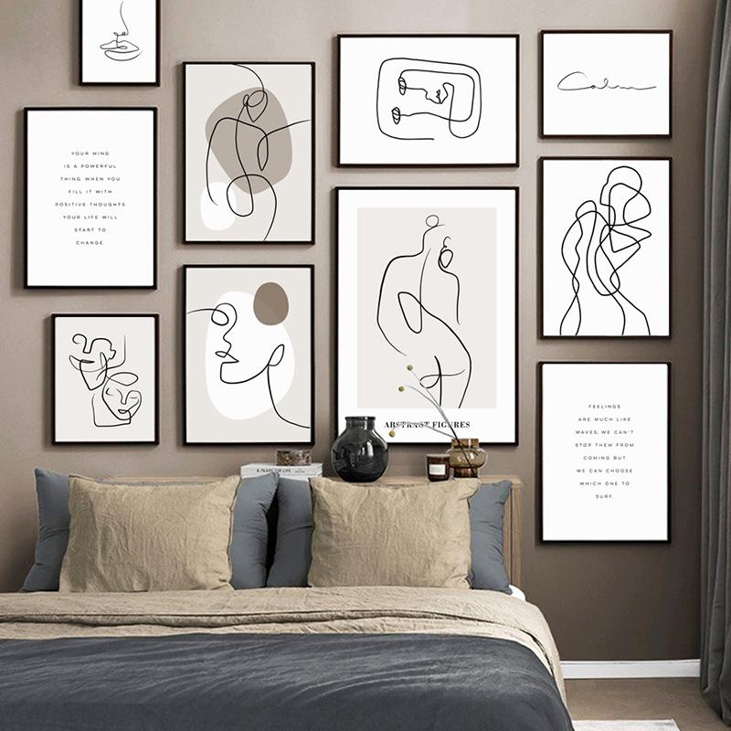 

Скандинавские абстрактные линии тела, лица, цитаты, настенное искусство, холст, живопись, постеры и принты, настенные картины для гостиной, домашний декор