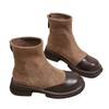 Mode Schuhe für Damen 2024 Heißer Verkauf Reißverschluss Damenstiefel Herbst Runde Zehenpartie Uni Flock Plateau Wasserdicht Kurzer Schaft Westernstiefel